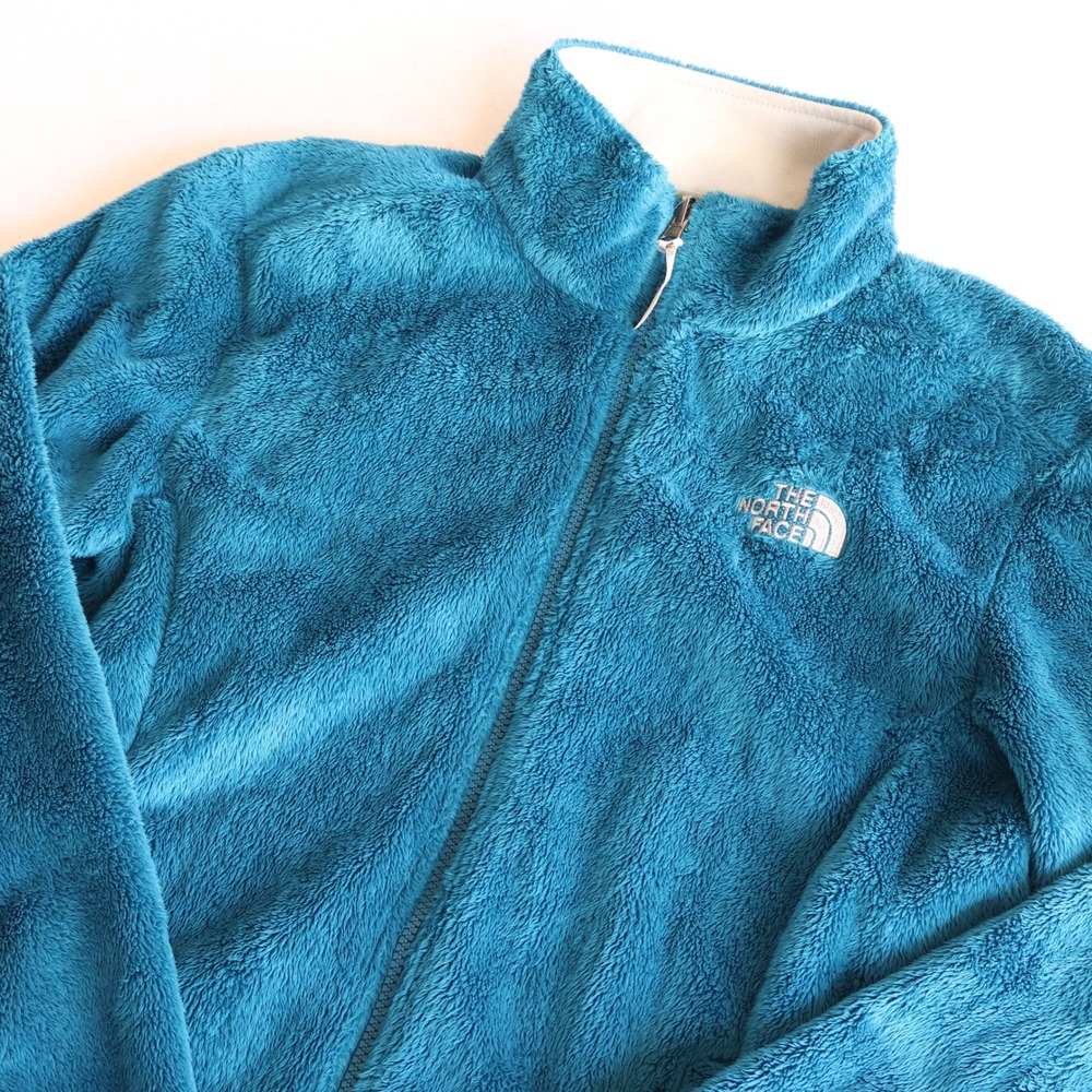 The North Face Jacket Women's Large Blue Osito Full Zip Fleece Fuzzy Pockets